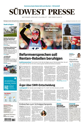 Cover of Südwest Presse (Metzinger Uracher Volksblatt / Der Ermstalbote)