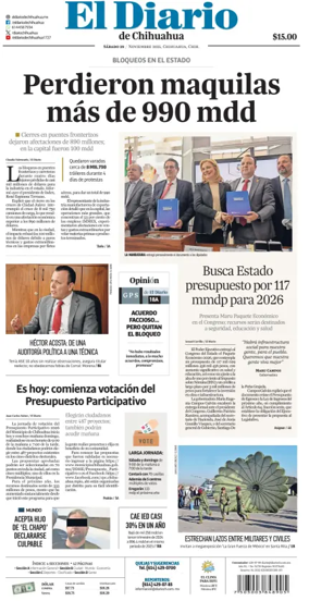 Cover of El Diario de Chihuahua