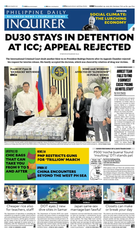 Cover of Philippine Daily Inquirer