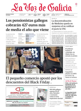 Cover of La Voz de Galicia (Ourense)