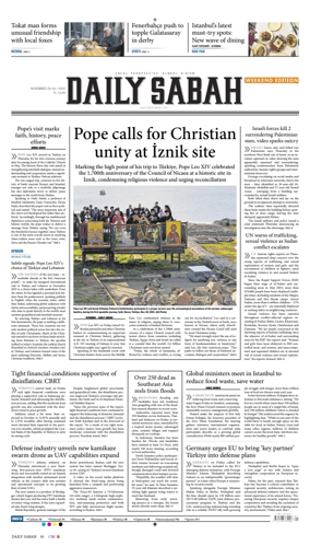 Cover of Daily Sabah (Turkey)