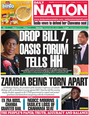 Cover of Daily Nation Newspaper