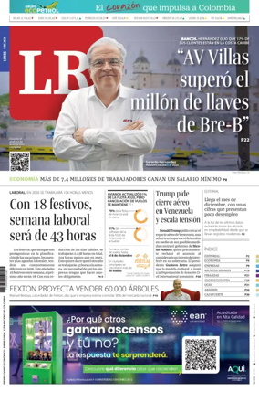 Cover of La Republica (Colombia)
