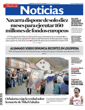 Cover of Diario de Noticias (Spain)