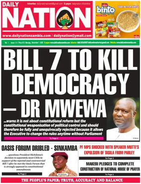 Cover of Daily Nation Newspaper