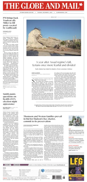 Cover of The Globe and Mail (Ottawa/Quebec Edition)