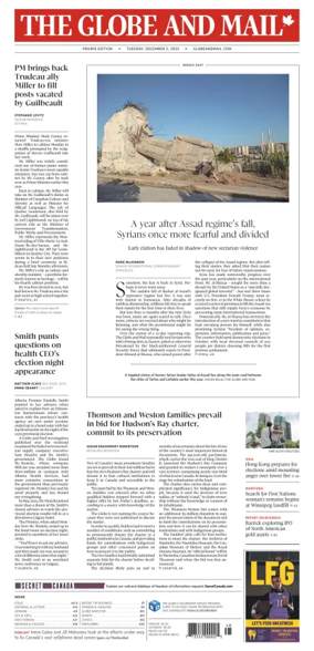 Cover of The Globe and Mail (Prairie Edition)