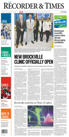 Cover of The Recorder & Times (Brockville)