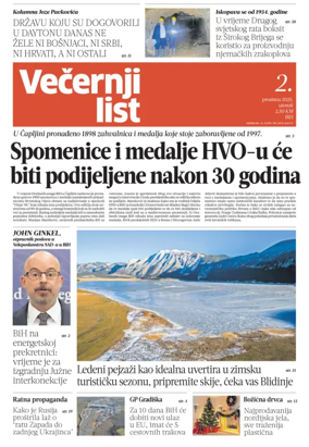 Cover of Večernji list BiH