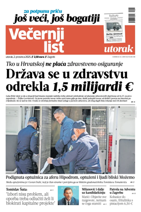 Cover of Večernji list - Zagreb