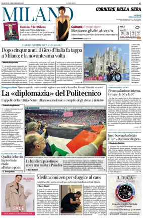 Cover of Corriere della Sera (Milano)