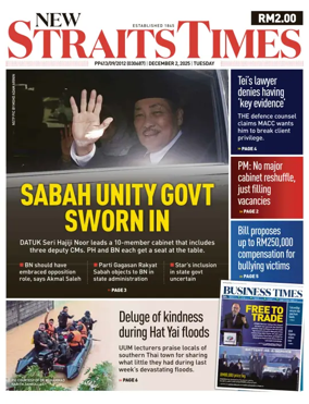 Cover of New Straits Times