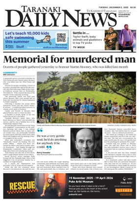 Cover of Taranaki Daily News