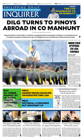 Cover of Philippine Daily Inquirer