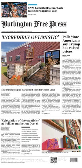 Cover of Burlington Free Press