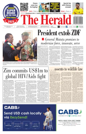 Cover of The Herald (Zimbabwe)