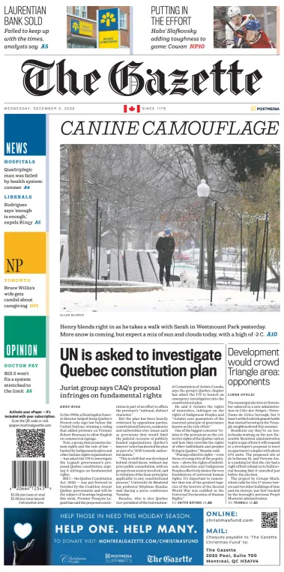 Cover of Montreal Gazette
