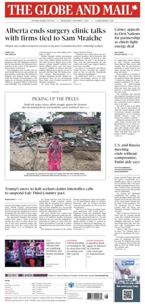 Cover of The Globe and Mail (Ottawa/Quebec Edition)