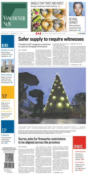 Cover of Vancouver Sun