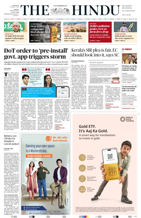 Cover of The Hindu (Kolkata)