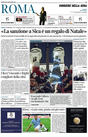 Cover of Corriere della Sera (Roma)