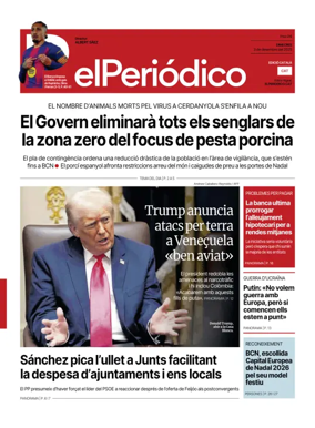 Cover of El Periódico de Catalunya (Català)