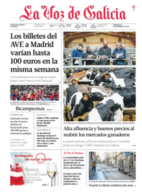 Cover of La Voz de Galicia (Santiago)