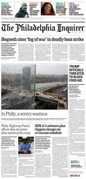 Cover of The Philadelphia Inquirer (South Jersey edition)