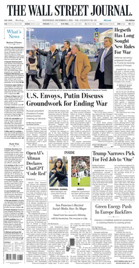 Cover of The Wall Street Journal