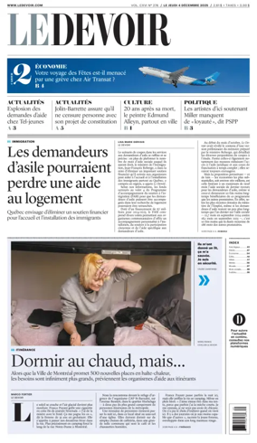 Cover of Le Devoir