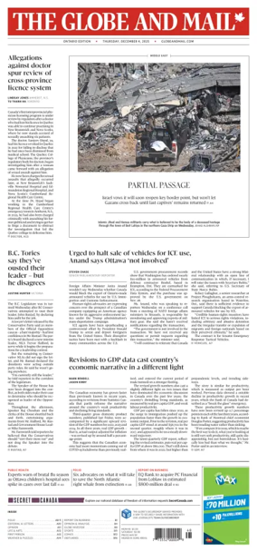 Cover of The Globe and Mail Metro (Ontario Edition)