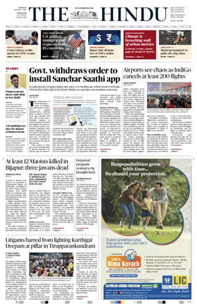 Cover of The Hindu (Coimbatore)