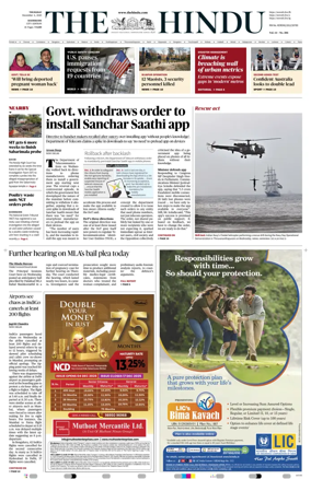 Cover of The Hindu (Kozhikode)