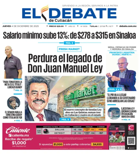 Cover of El Debate de Culiacán