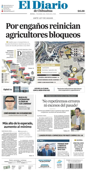 Cover of El Diario de Chihuahua