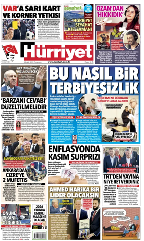 Cover of Hurriyet Print Edition