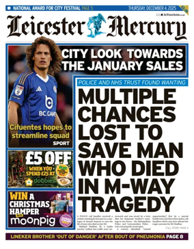 Cover of Leicester Mercury