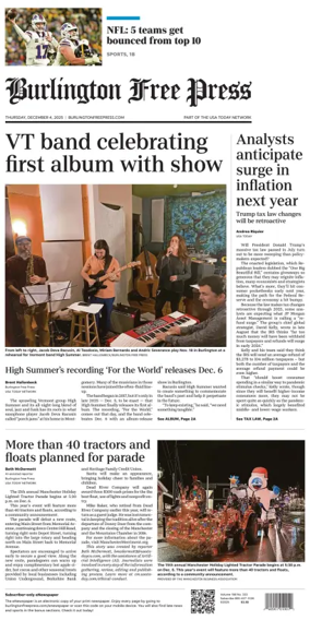 Cover of Burlington Free Press