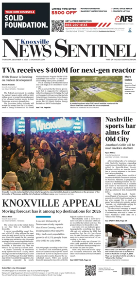 Cover of Knoxville News Sentinel