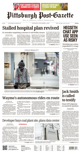 Cover of Pittsburgh Post-Gazette