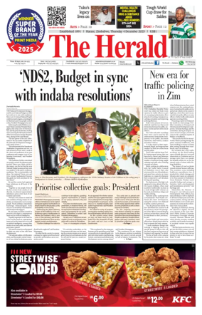 Cover of The Herald (Zimbabwe)
