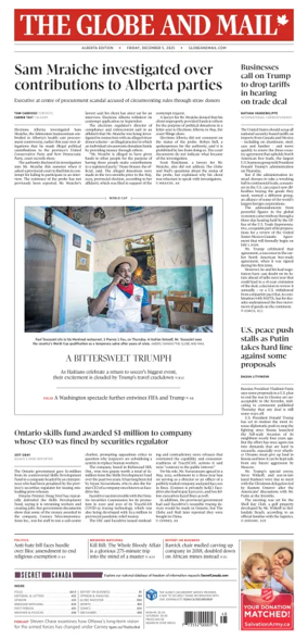 Cover of The Globe and Mail (Alberta Edition)