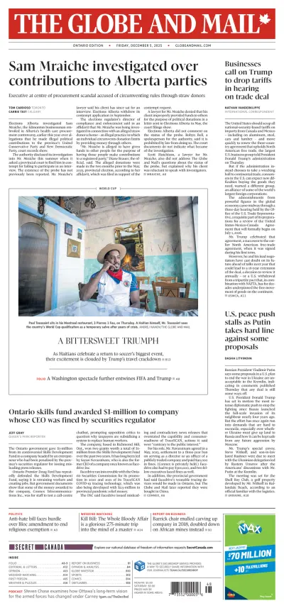 Cover of The Globe and Mail Metro (Ontario Edition)