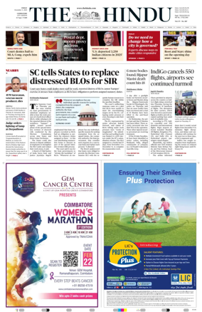 Cover of The Hindu (Coimbatore)