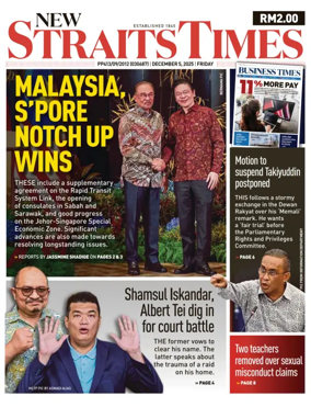 Cover of New Straits Times