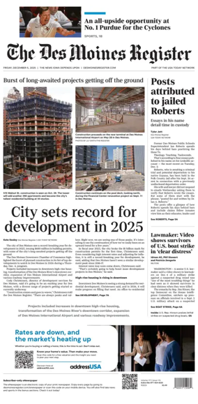 Cover of The Des Moines Register