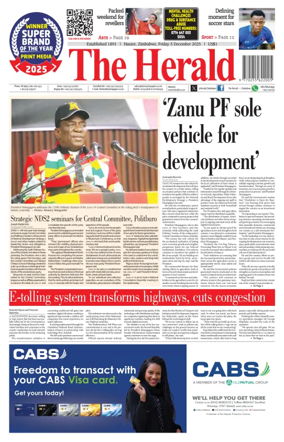 Cover of The Herald (Zimbabwe)