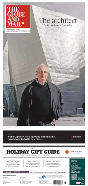 Cover of The Globe and Mail (Ottawa/Quebec Edition)