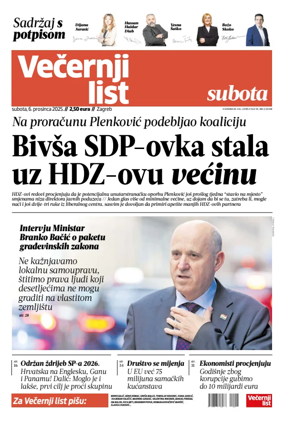 Cover of Večernji list - Zagreb