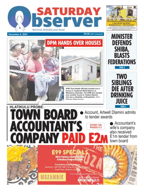 Cover of Saturday Observer (Eswatini)